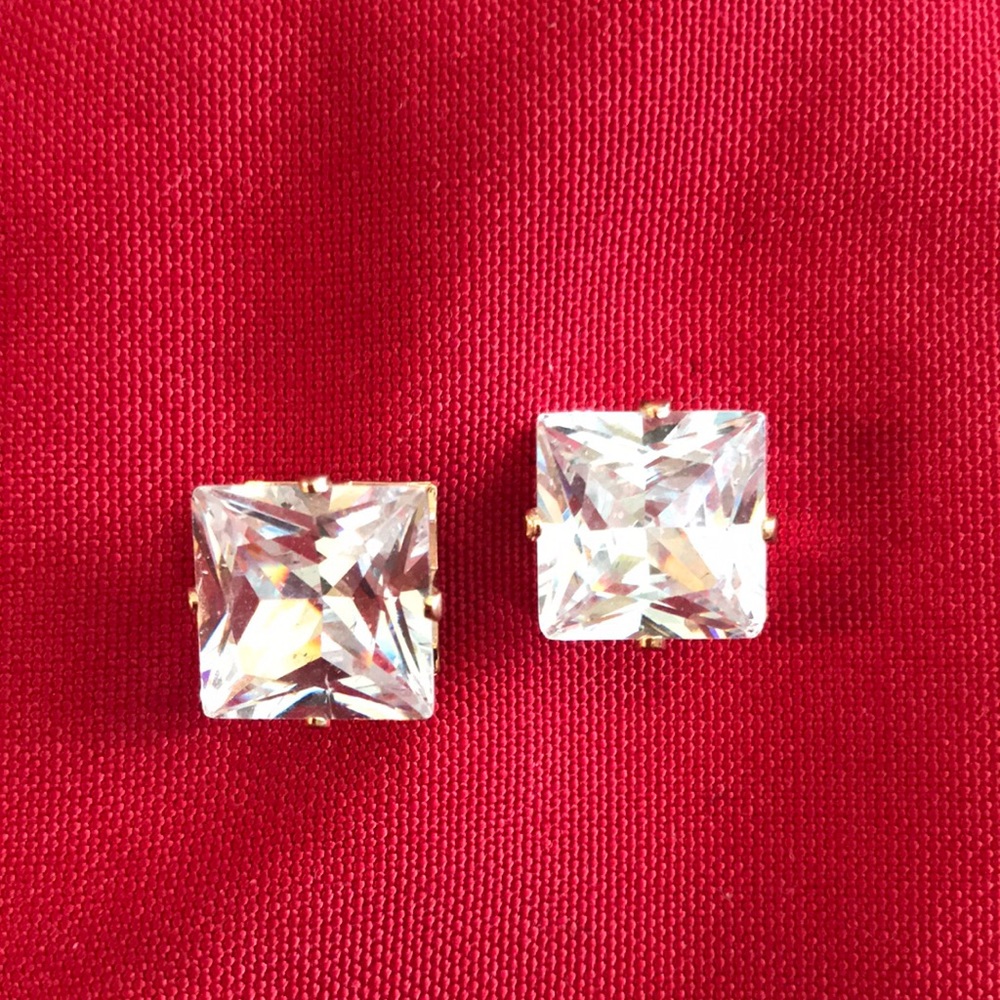 Large square cubic zirconia earrings
